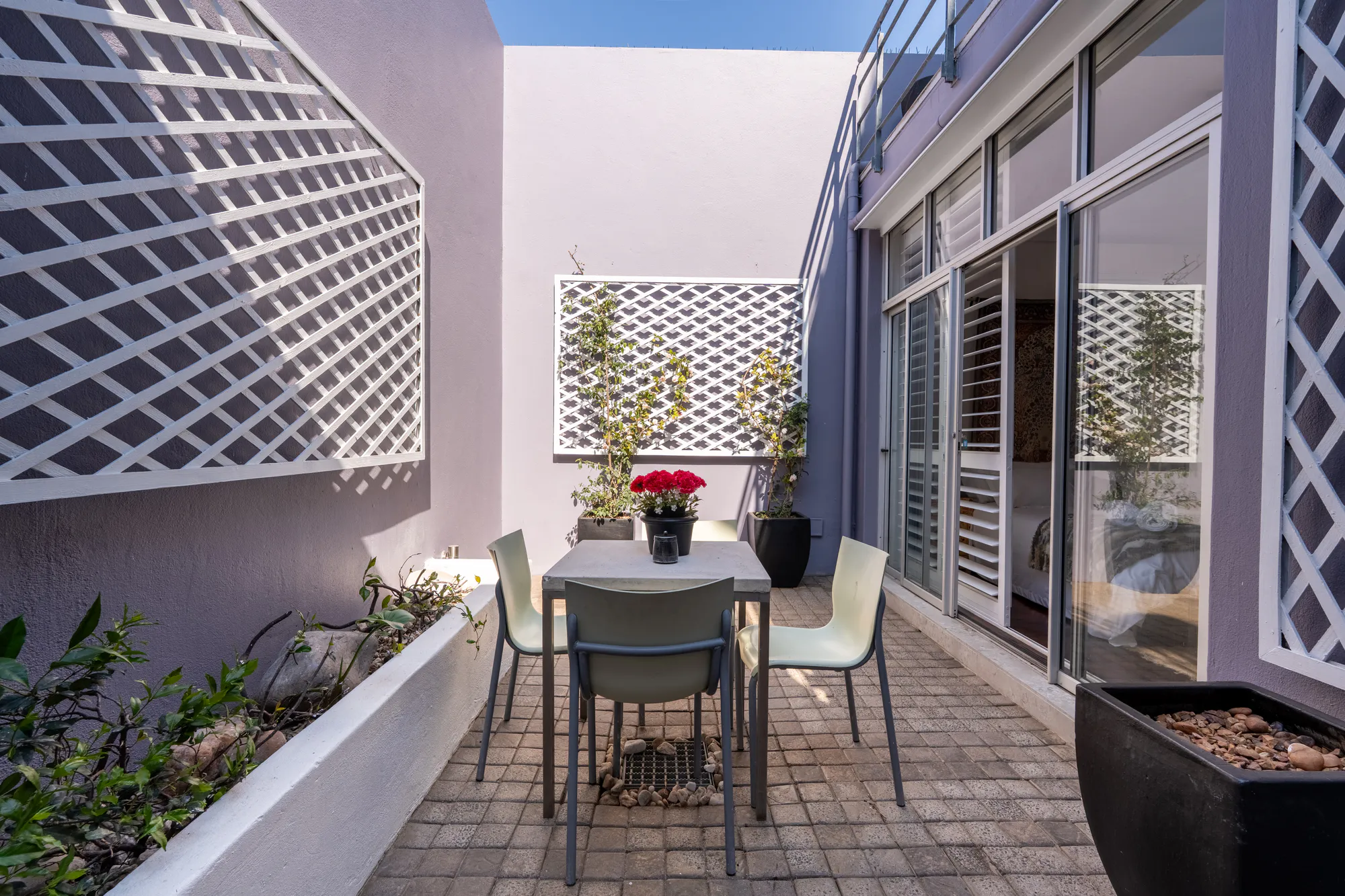 A courtyard patio table at Casa Dias